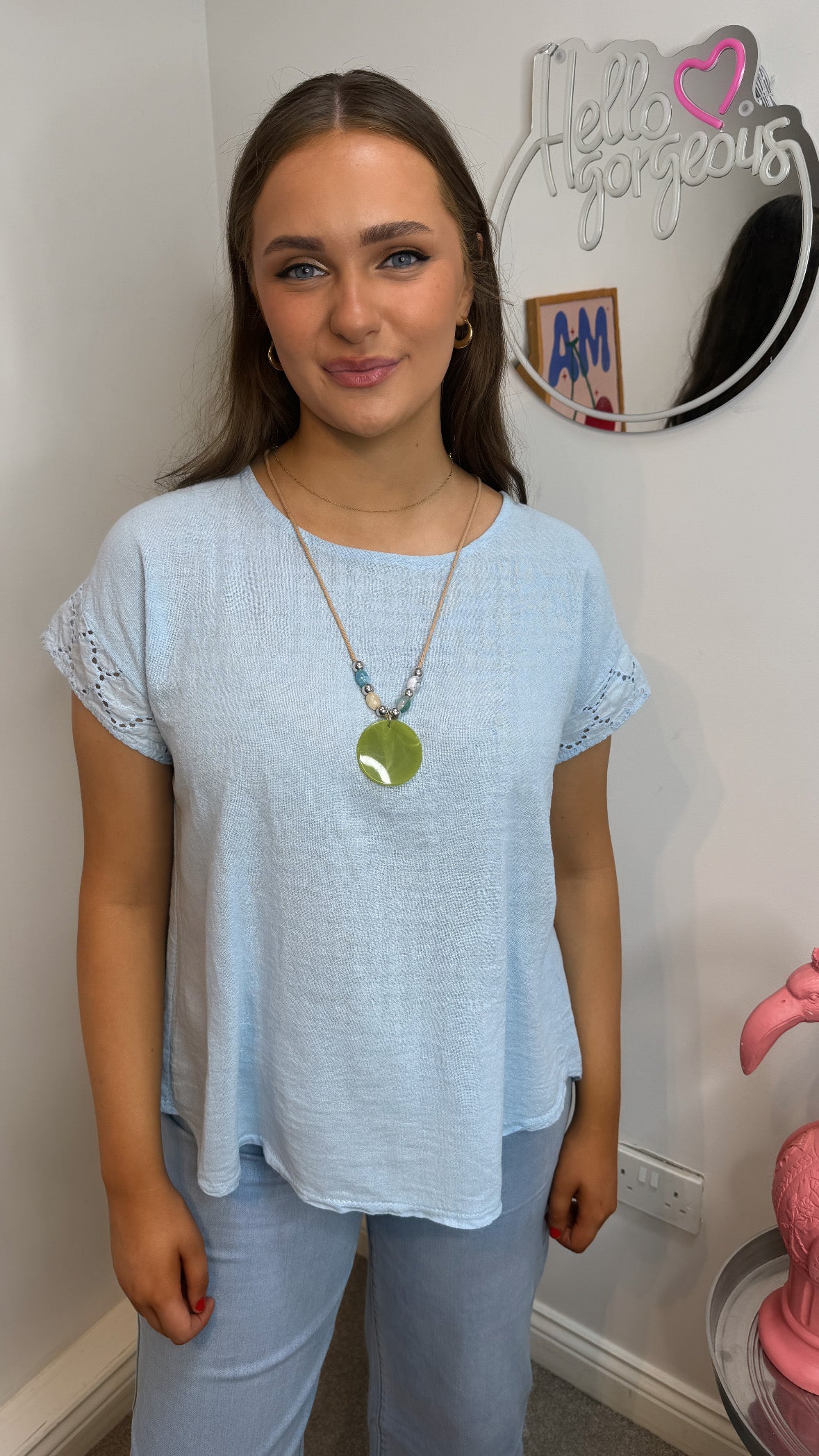 Calista Blue Cotton Blouse