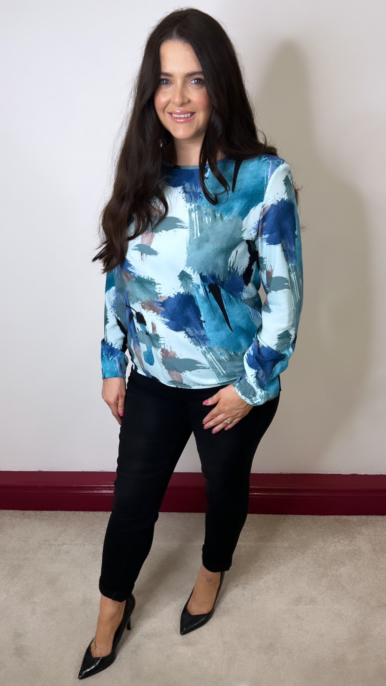 Angie Blue Aqua and Teal Blouse