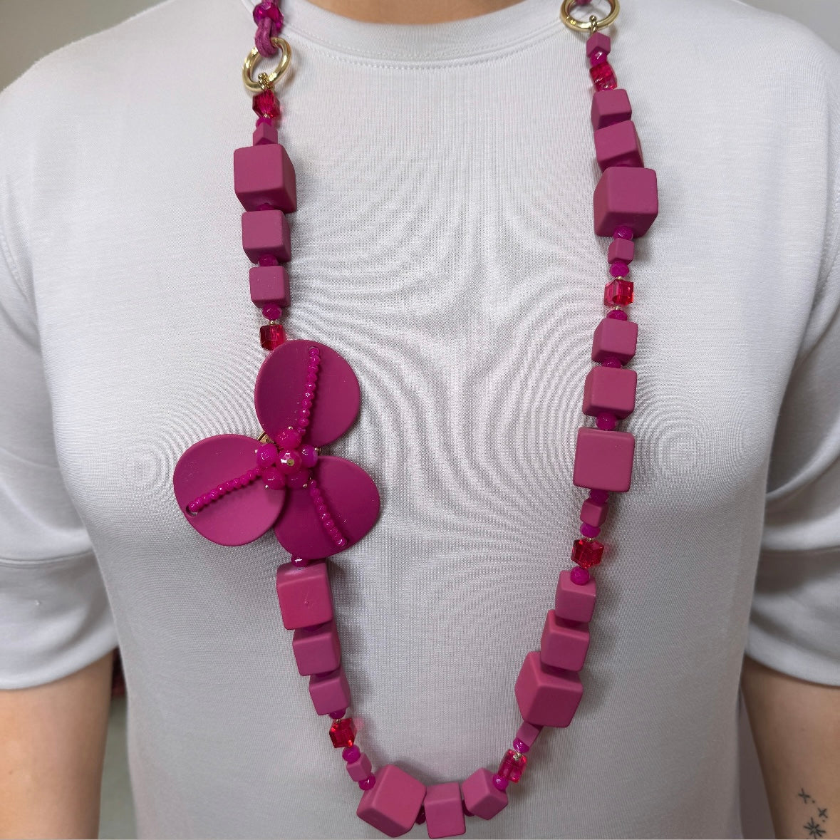 Hazel Pink Floral Necklace
