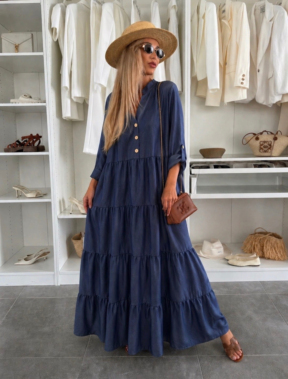 Tara Lightweight Dark Denim Dress
