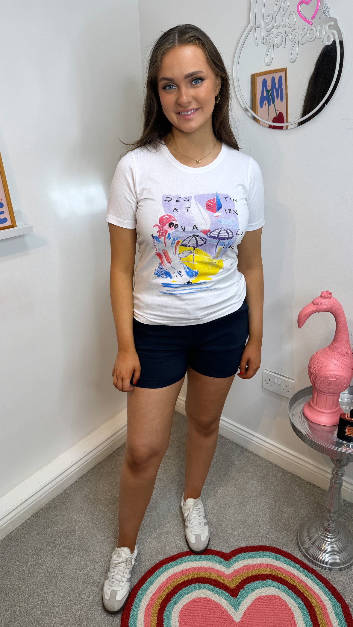 Gloria Navy Paper Bag Shorts