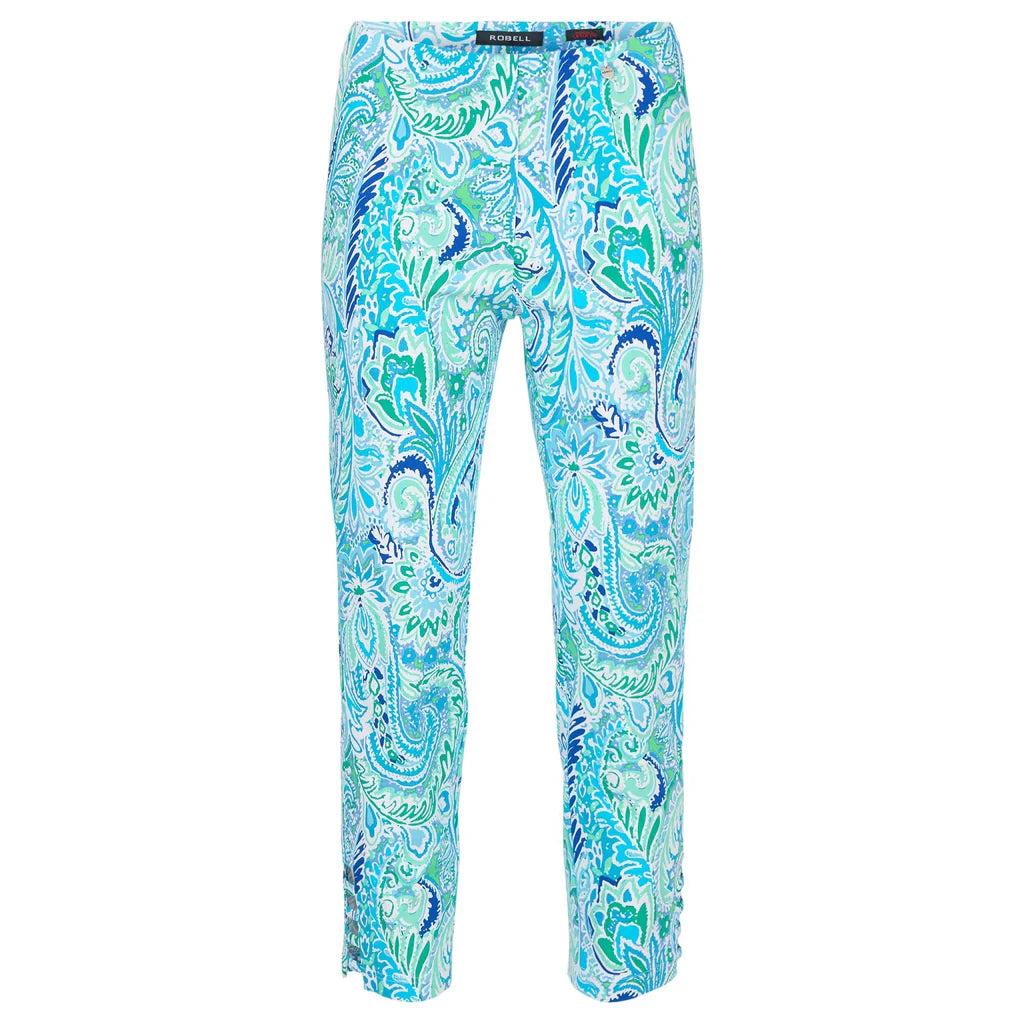 Robell Lena Paisley Trousers with Ladder Detail