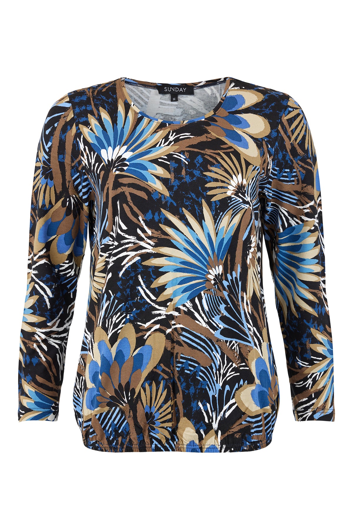 Sunday Black & Blue Floral Print Top