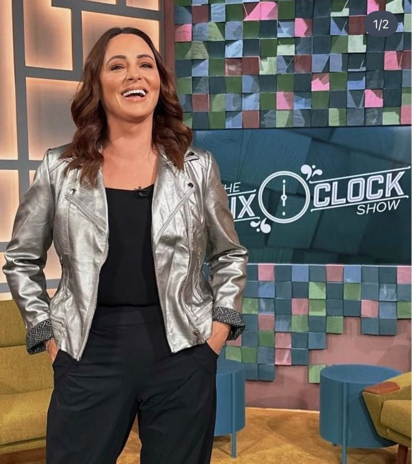 Georgia Silver Faux Leather Biker Jacket