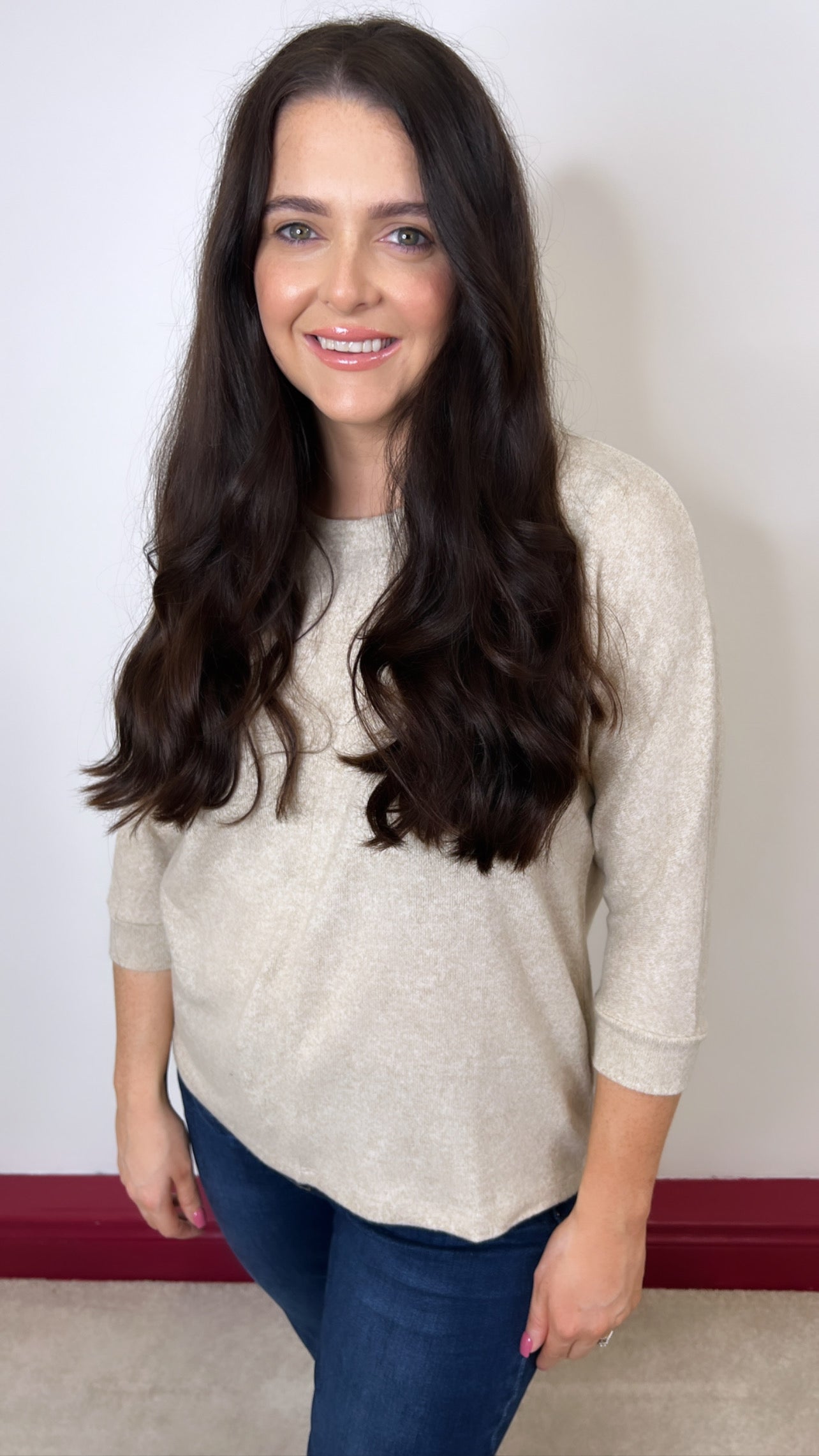 Sophie Beige Fine Knit Pullover
