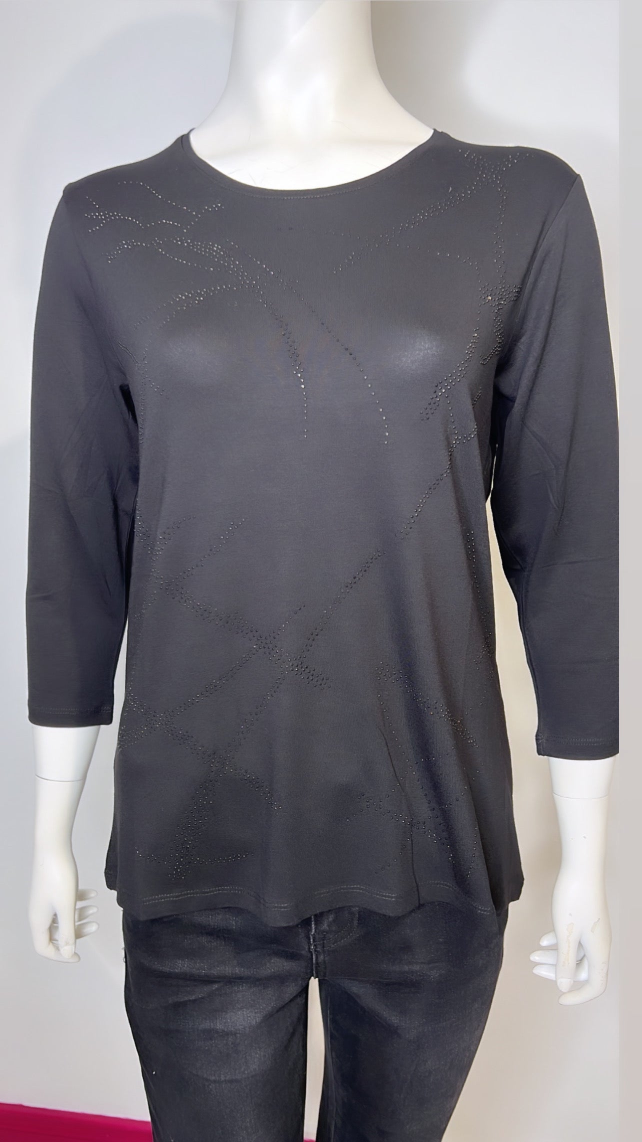Rita Black Diamante Detail Blouse