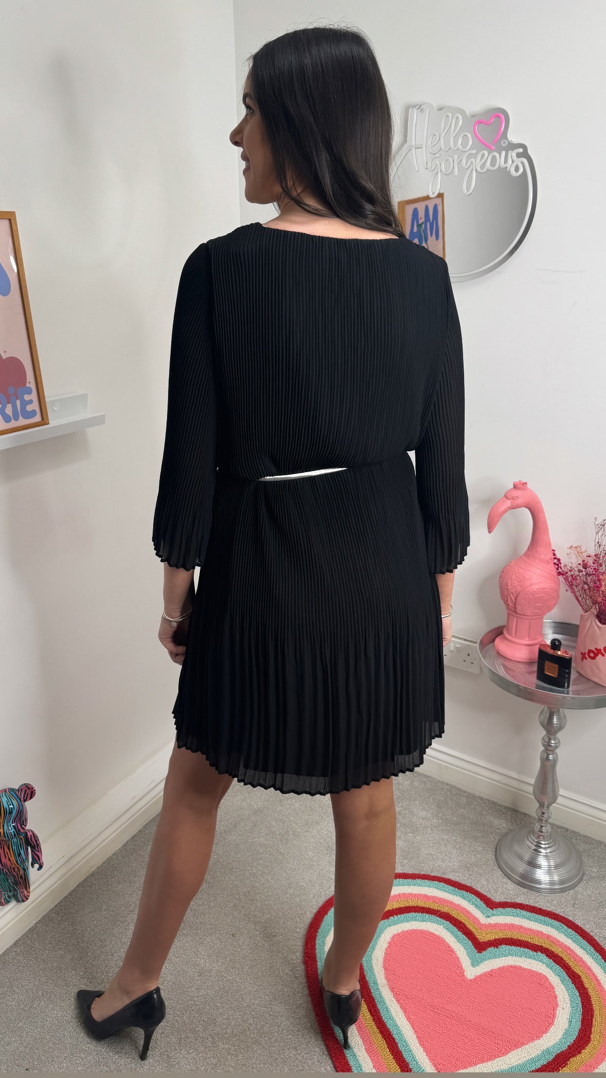 Sunday Black Pleated Dress