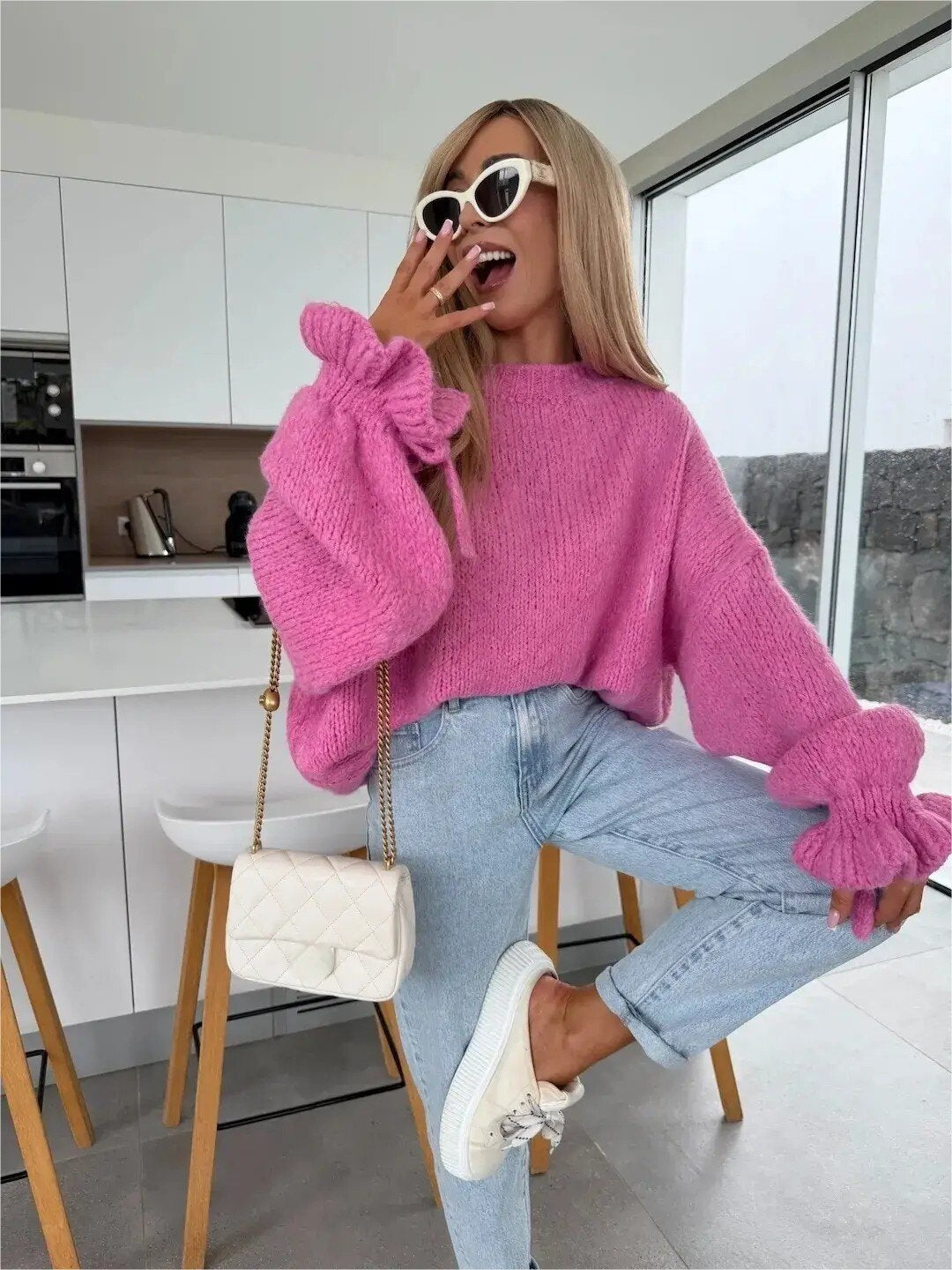 Bella Baby Pink Bow Jumper