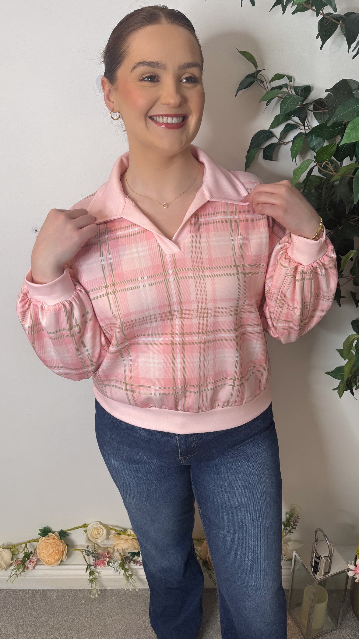 Vallie Pink Check Sweater