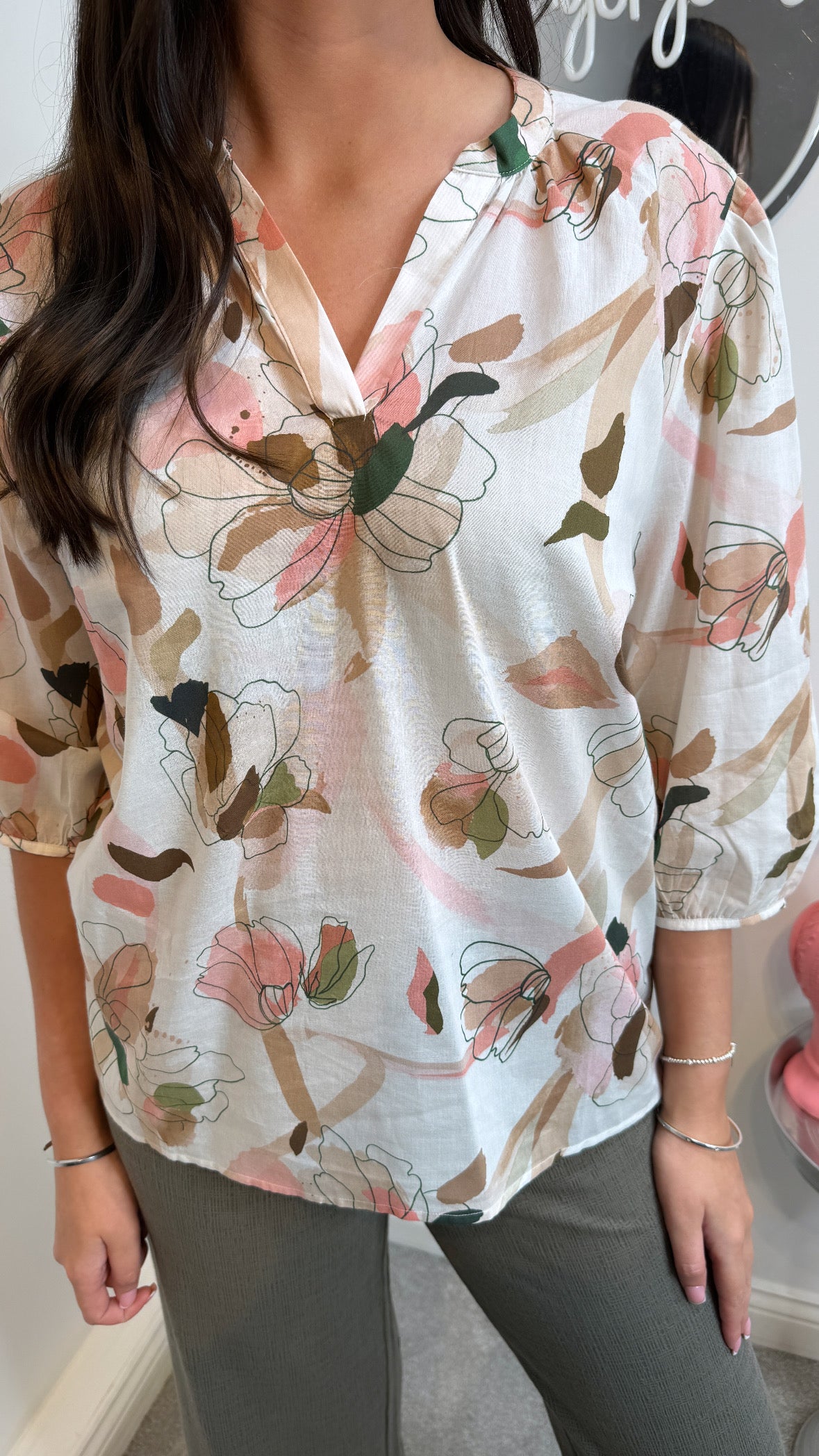 Claire Rose Abstract Print Blouse
