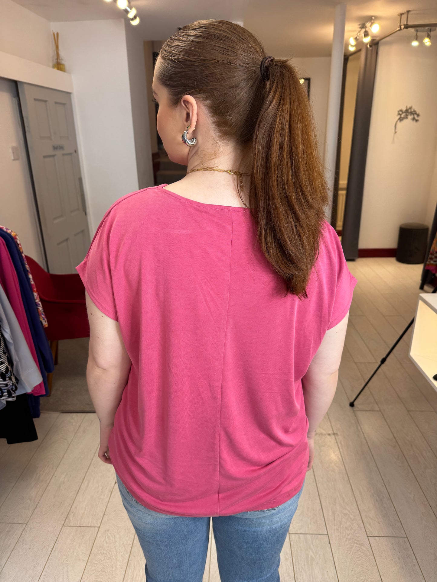 Delia Raspberry Cowl Neck Blouse