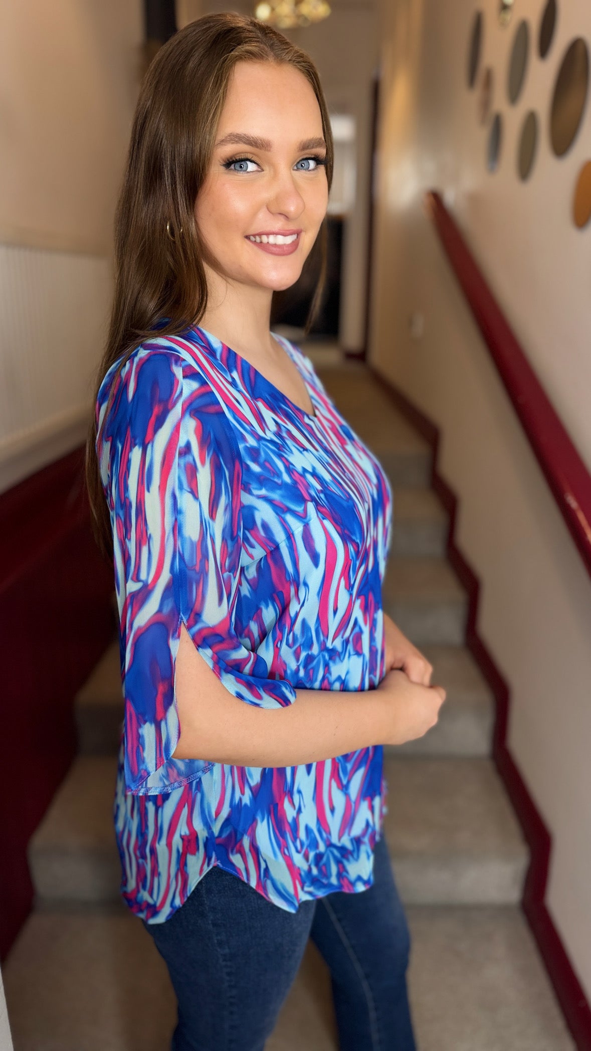 Cathy Blue Chiffon Blouse