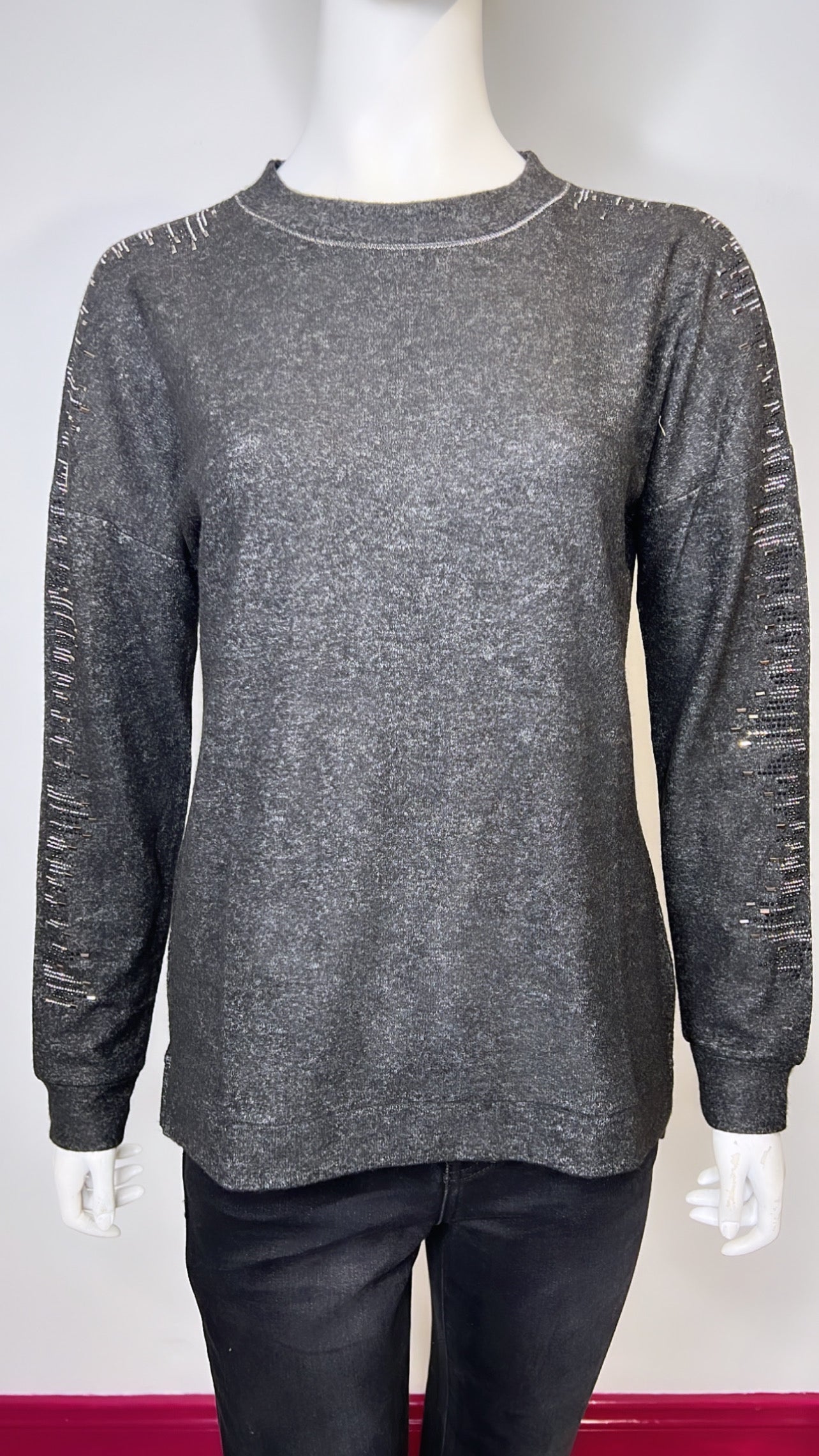 Grainne Luxury Grey Diamante Detail Pullover