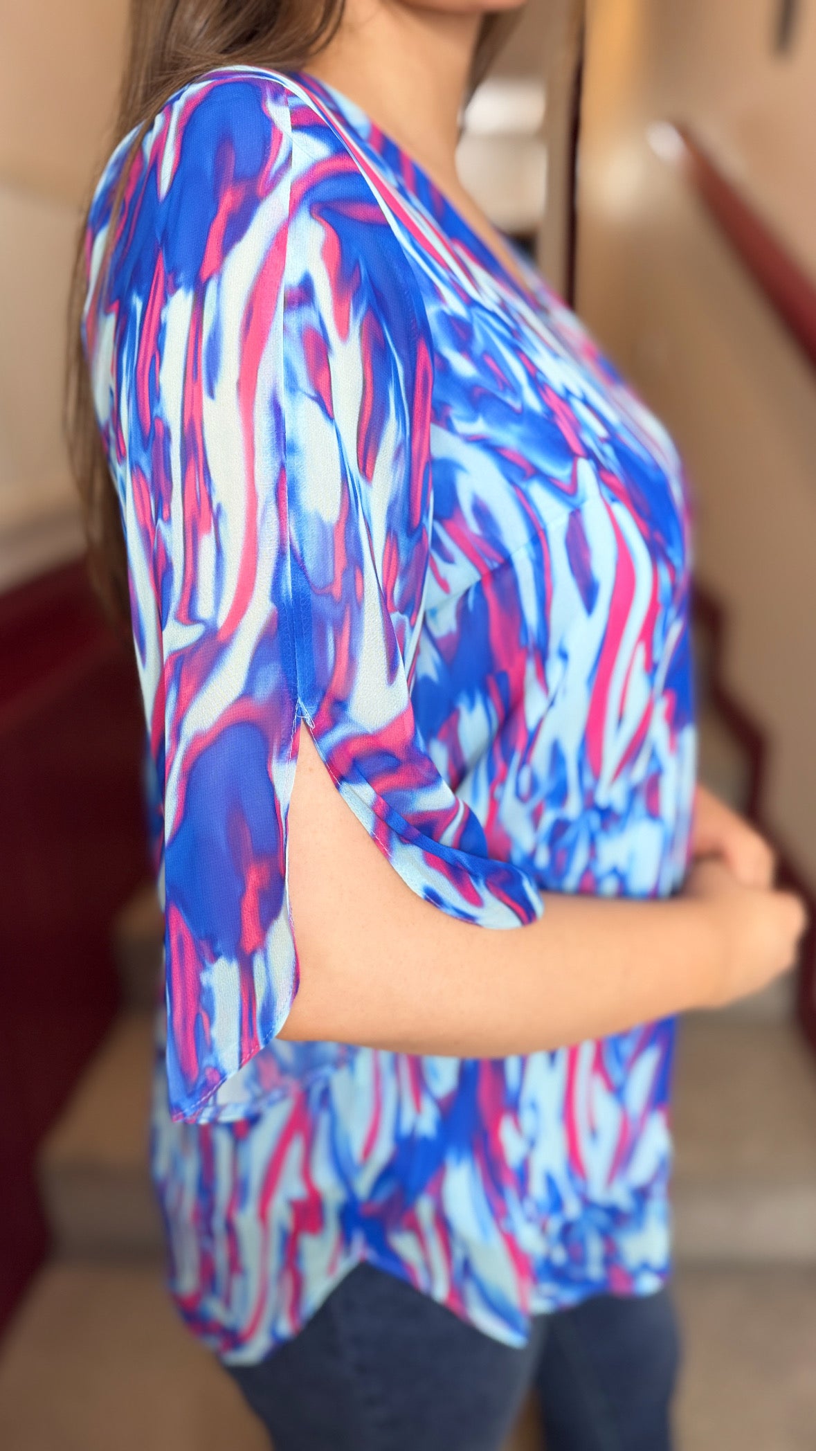 Cathy Blue Chiffon Blouse