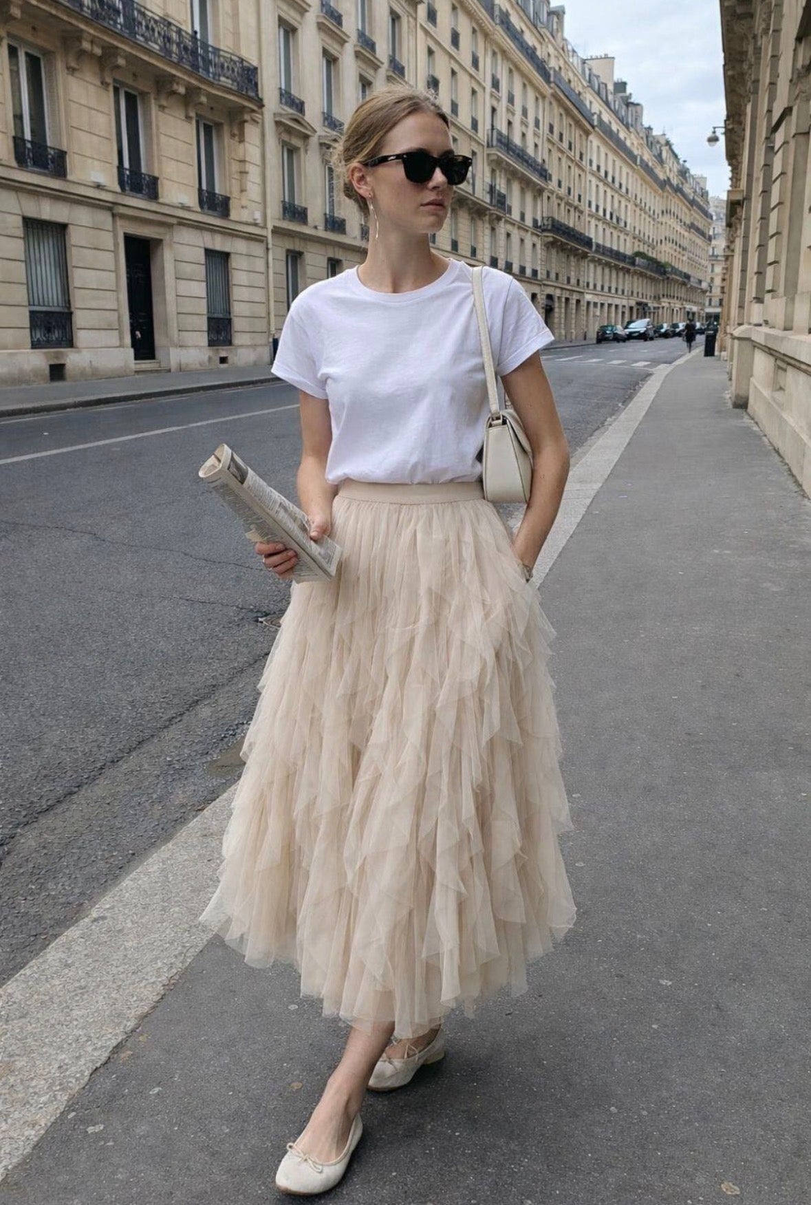 Keira Beige Tulle Skirt