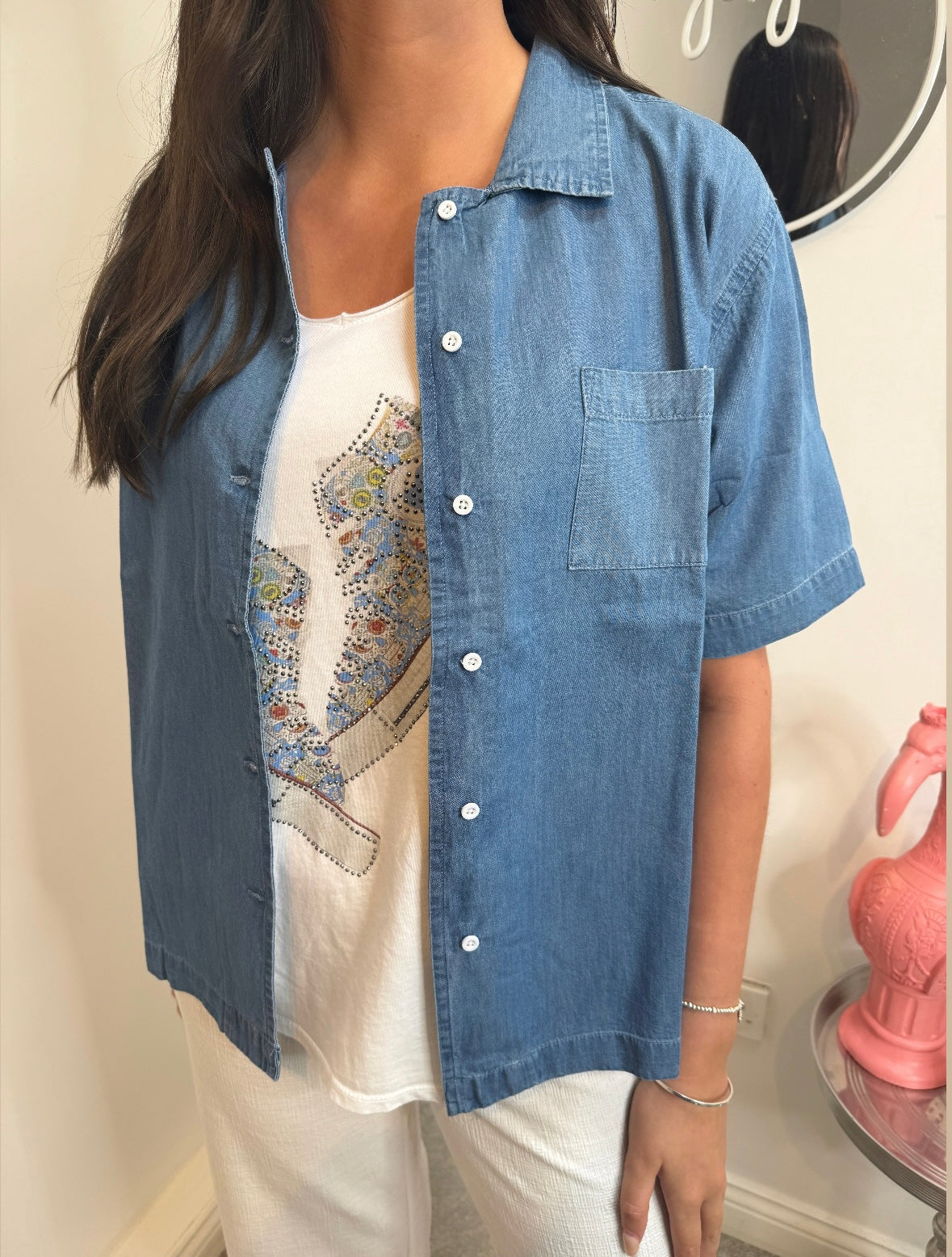 Alia Short Sleeve Denim Shirt