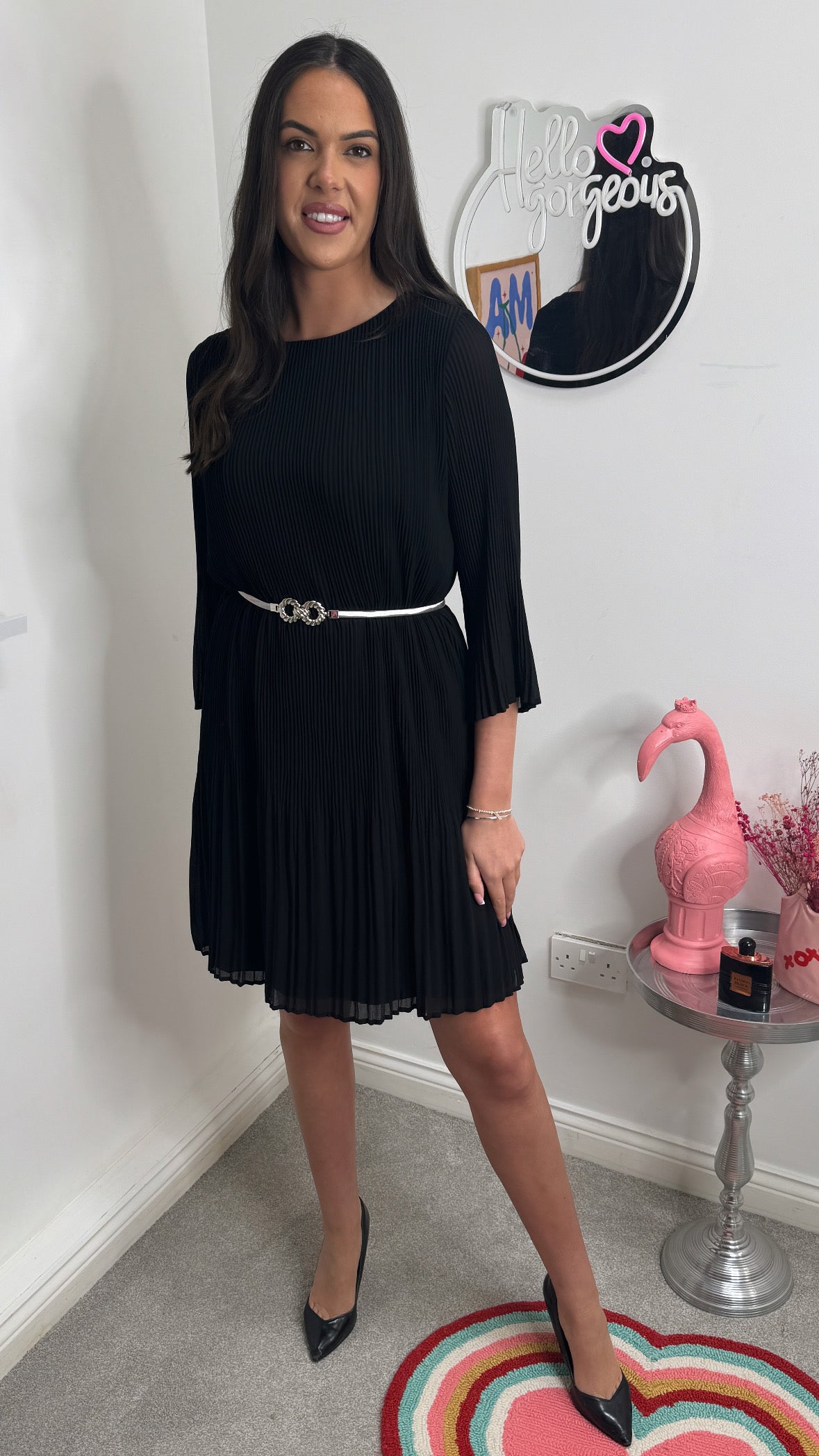 Sunday Black Pleated Dress