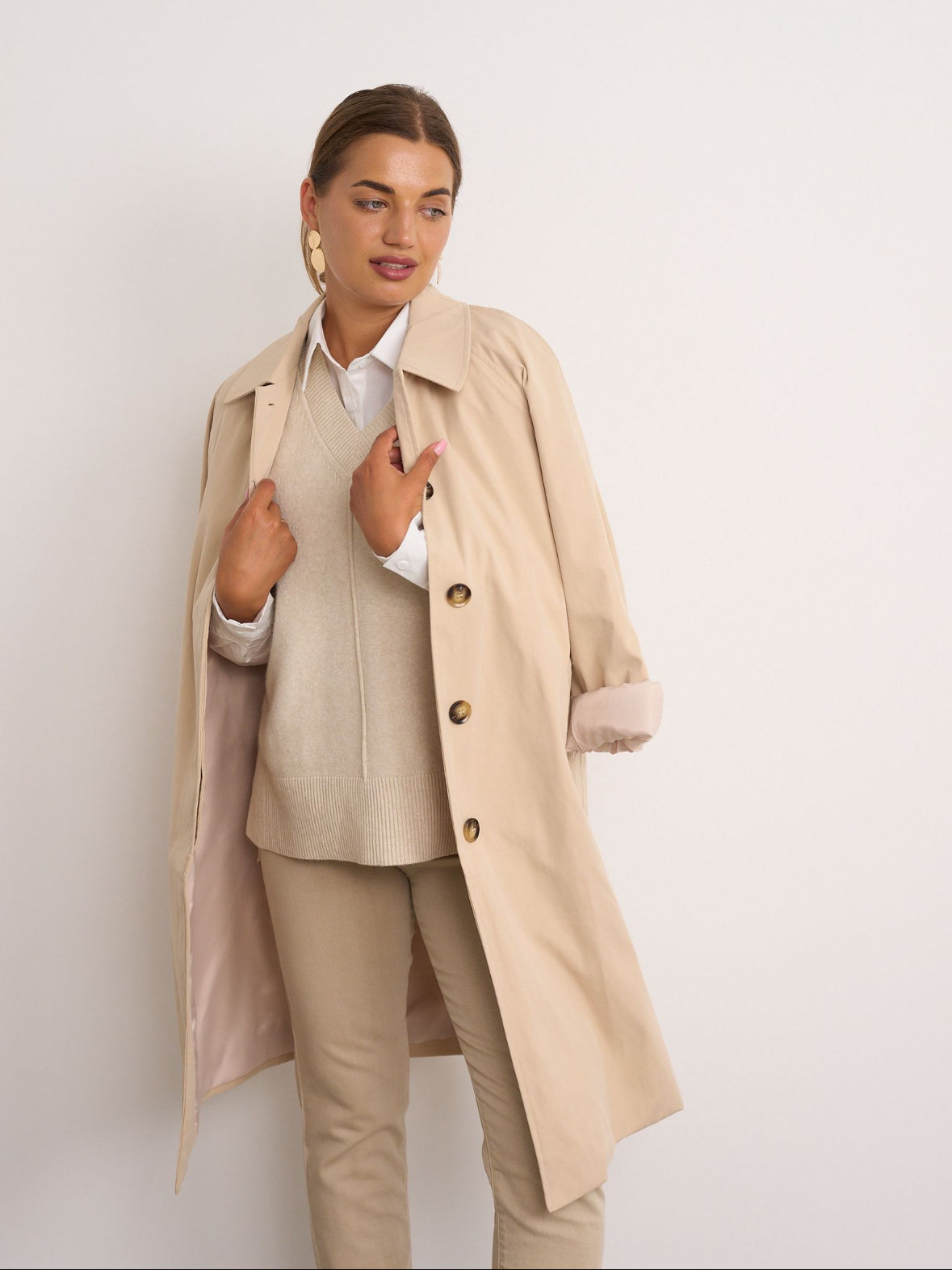 Harper Beige Trench Coat