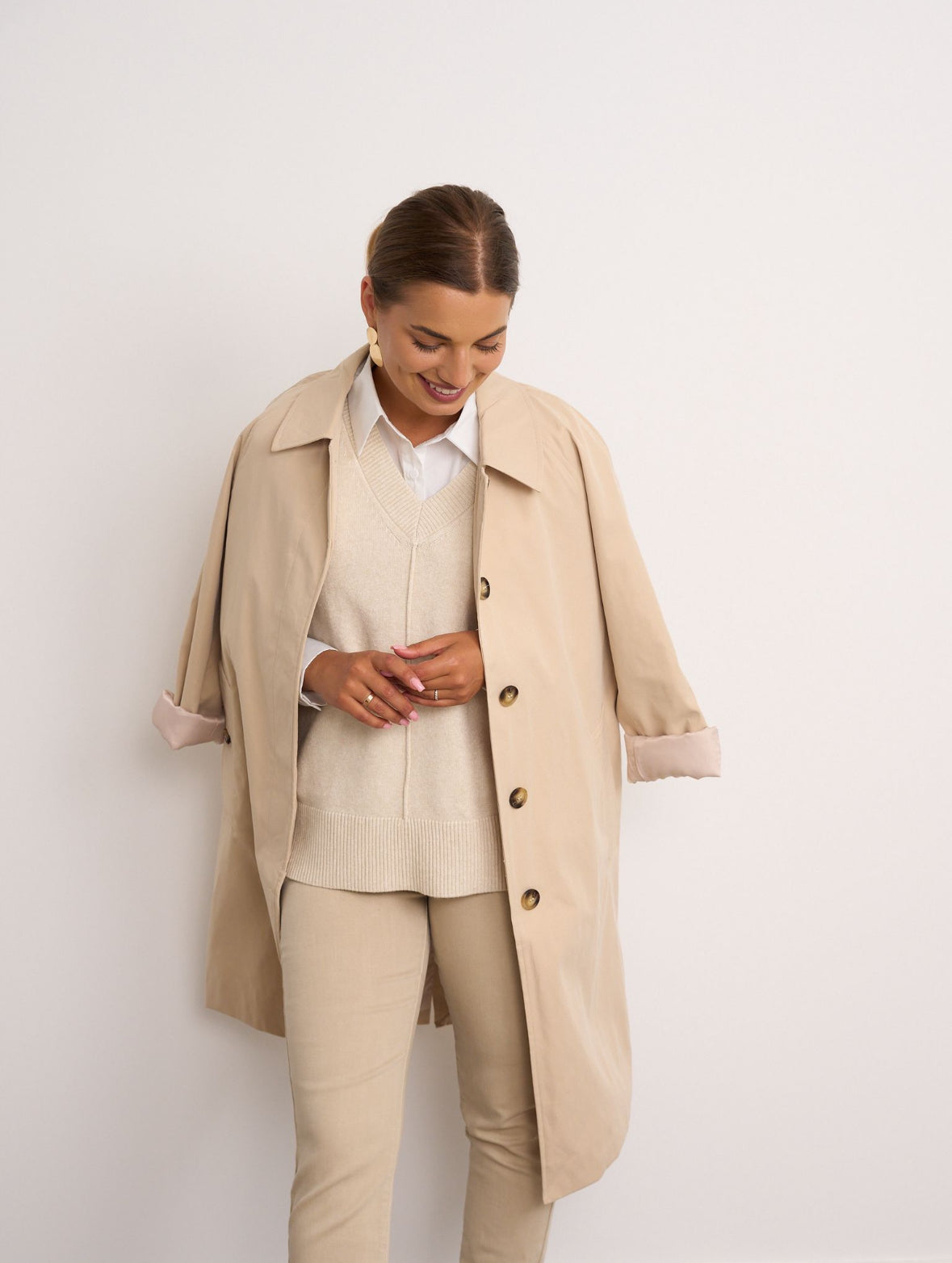 Harper Beige Trench Coat