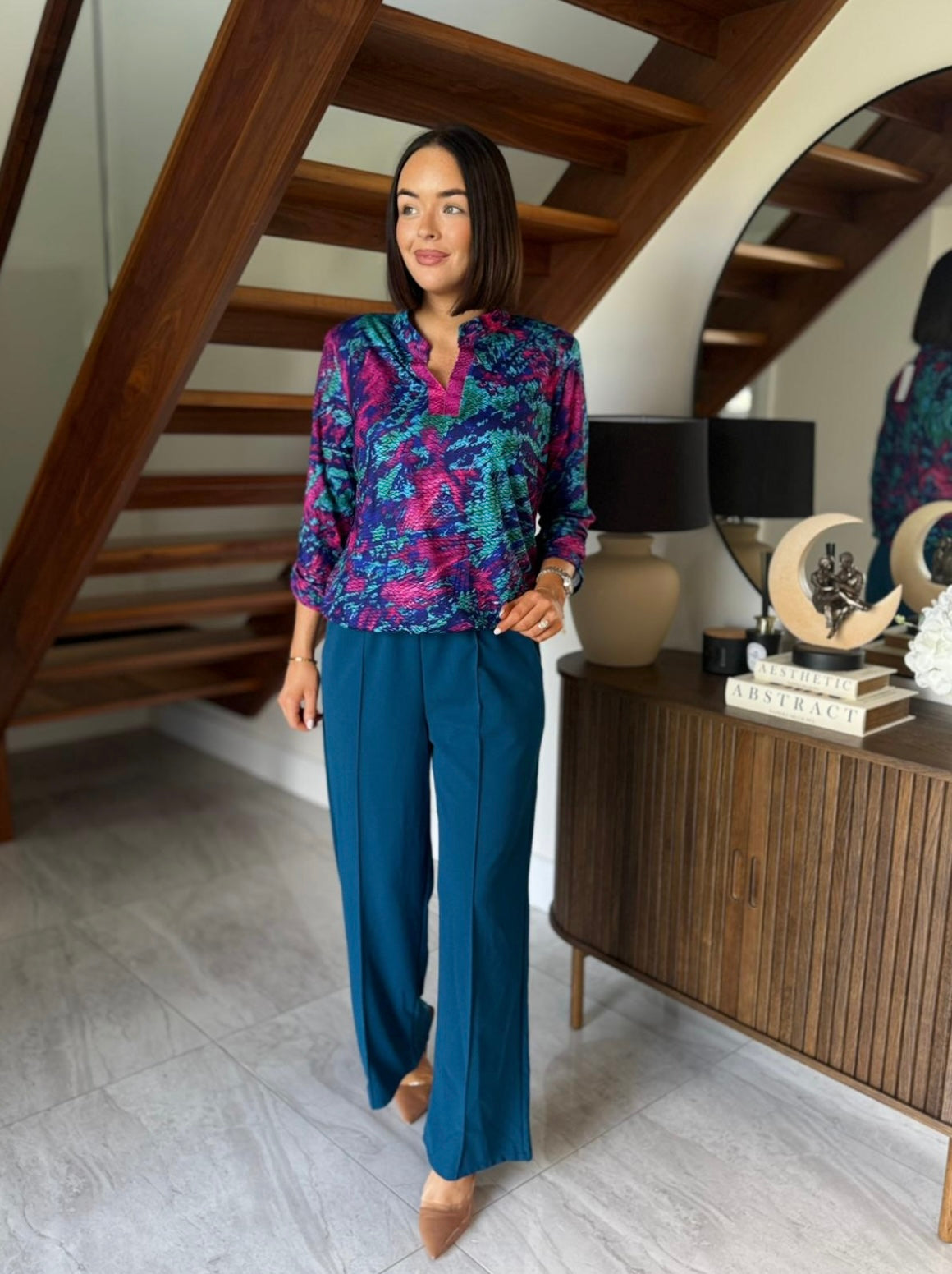 Millie Teal Wide Leg Trousers