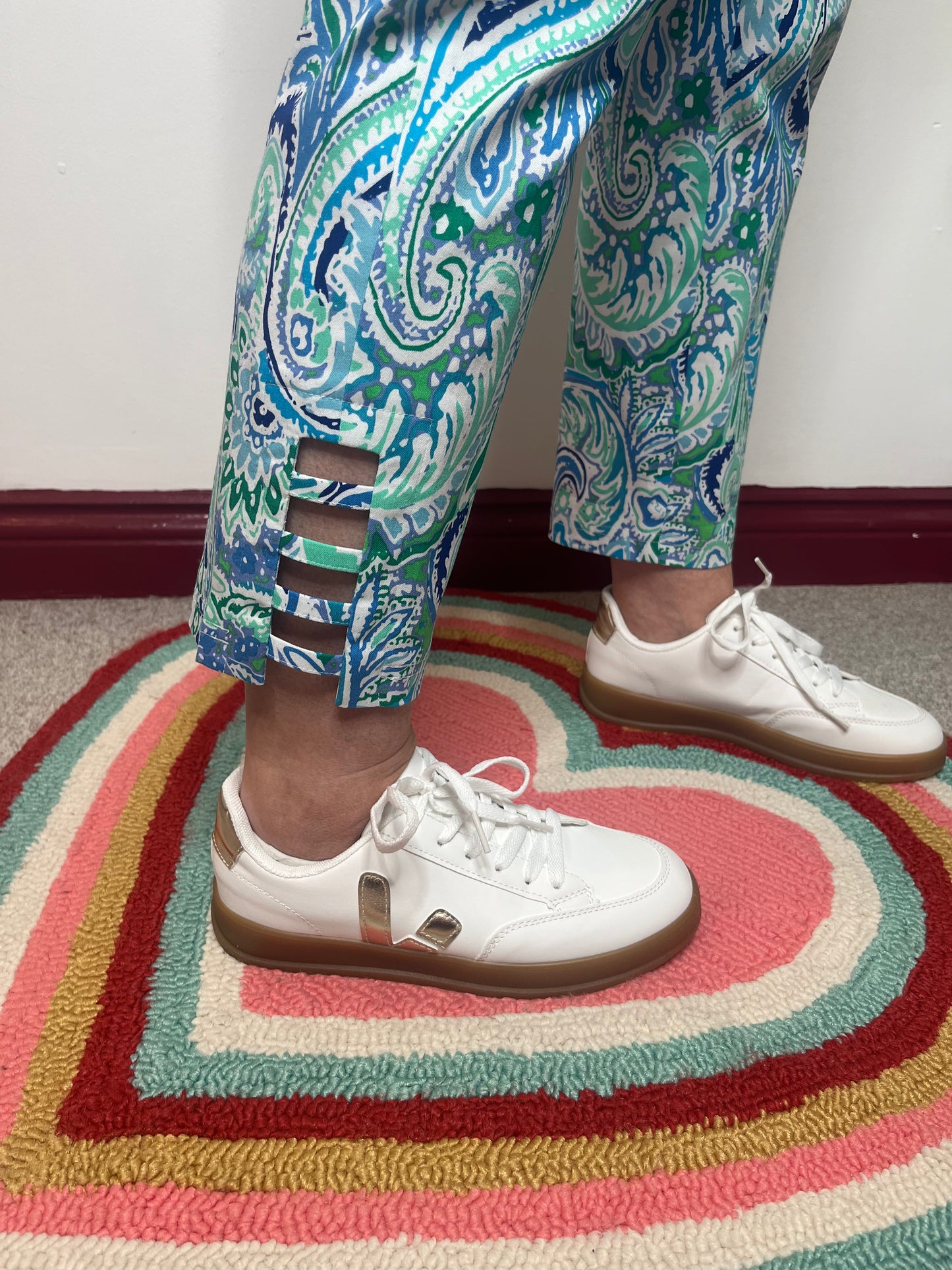Robell Lena Paisley Trousers with Ladder Detail