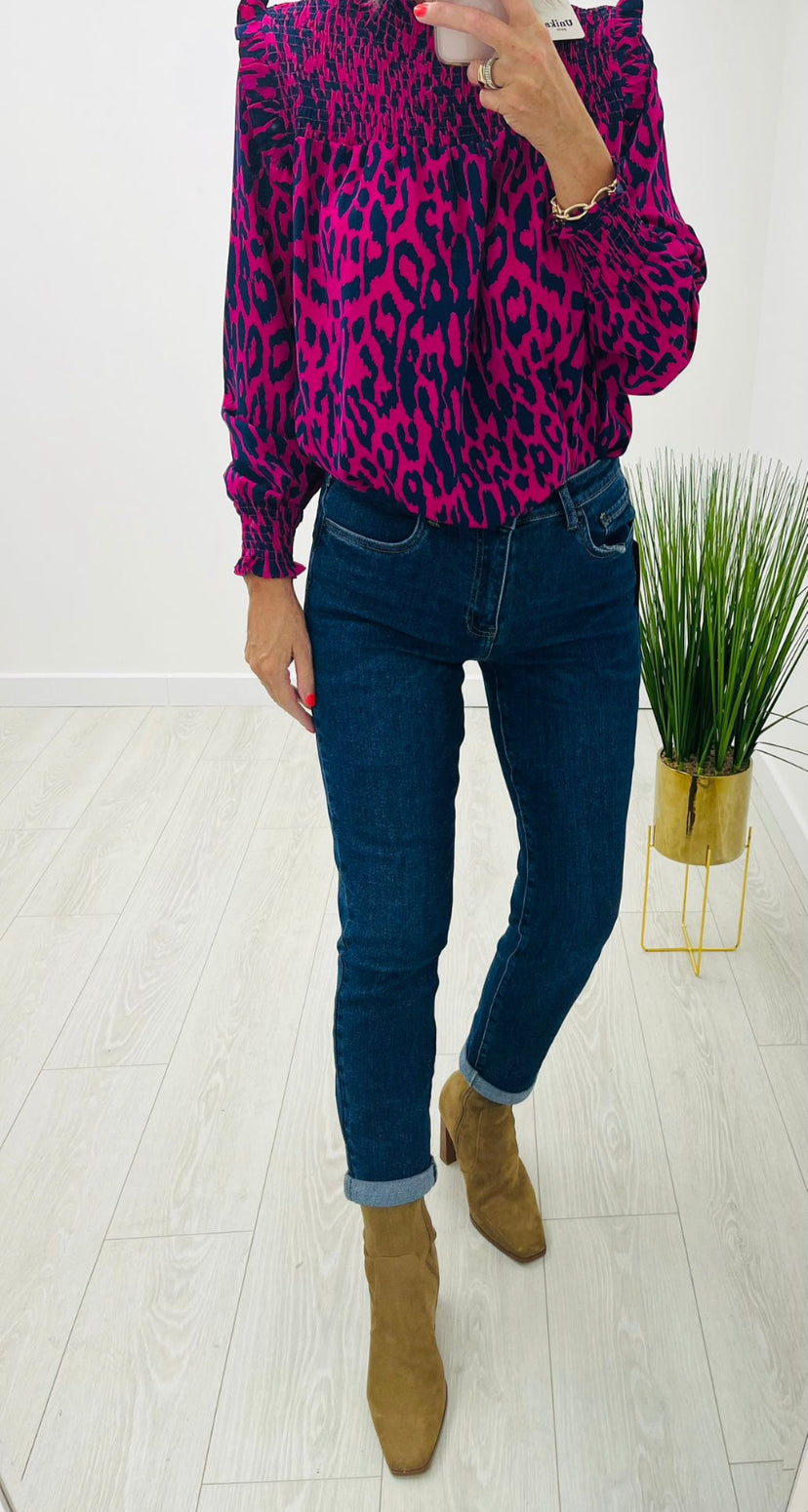 Toxik Dark Denim High Waisted Boyfriend Jeans