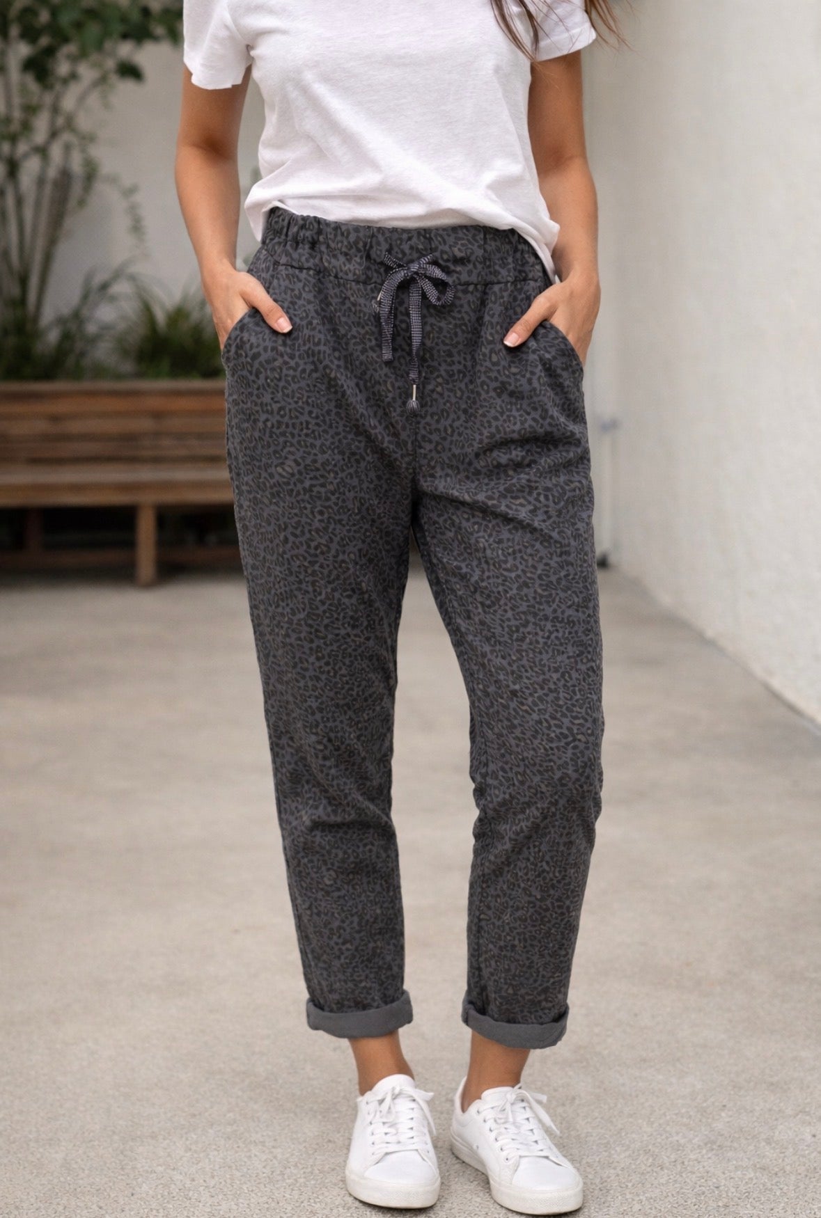 Jasmine Navy Leopard Print Joggers