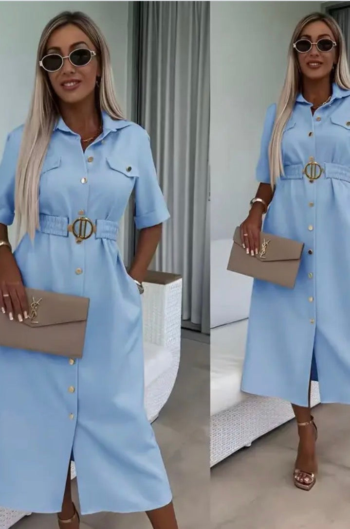 Faith Baby Blue Shirt Dress