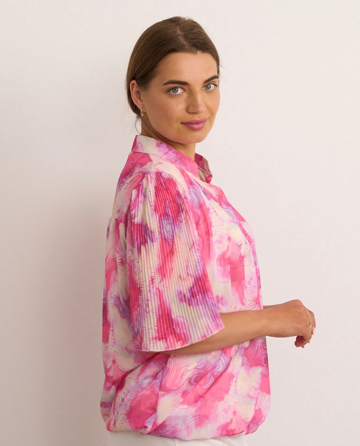 Lea Pink & Cream Blouse