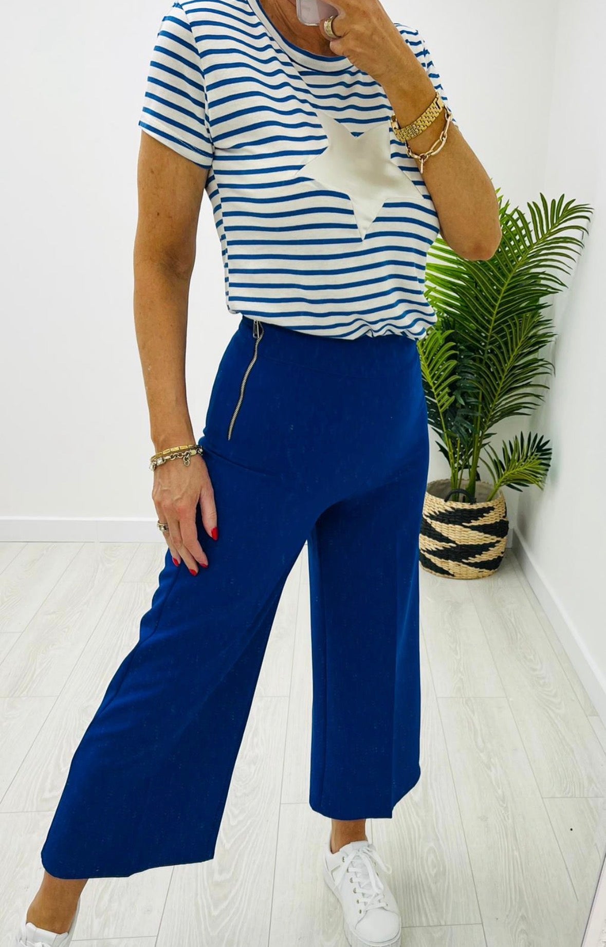 Sandy Blue Cropped Palazzo Pants