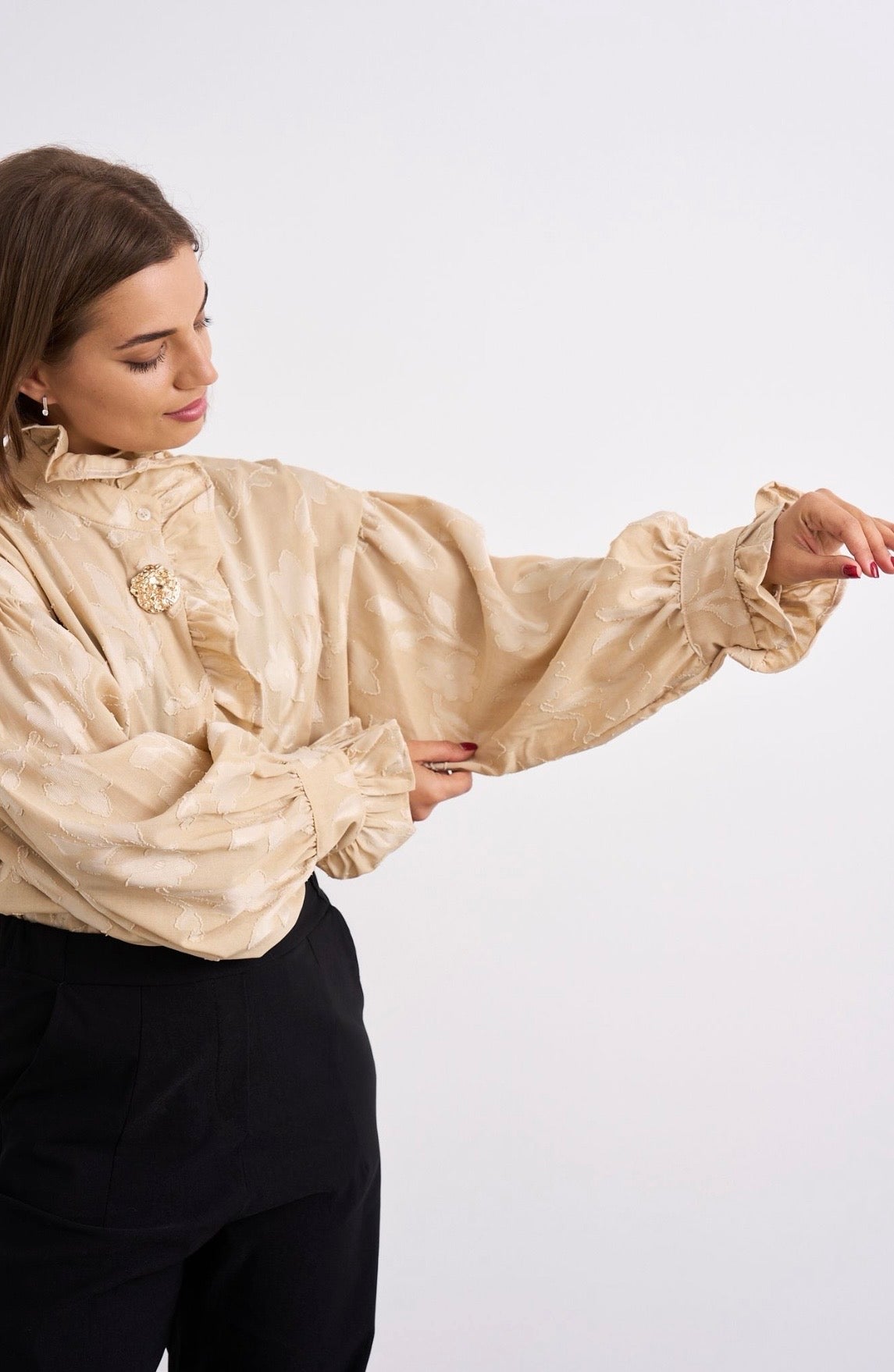 Sasha Beige Frill Shirt