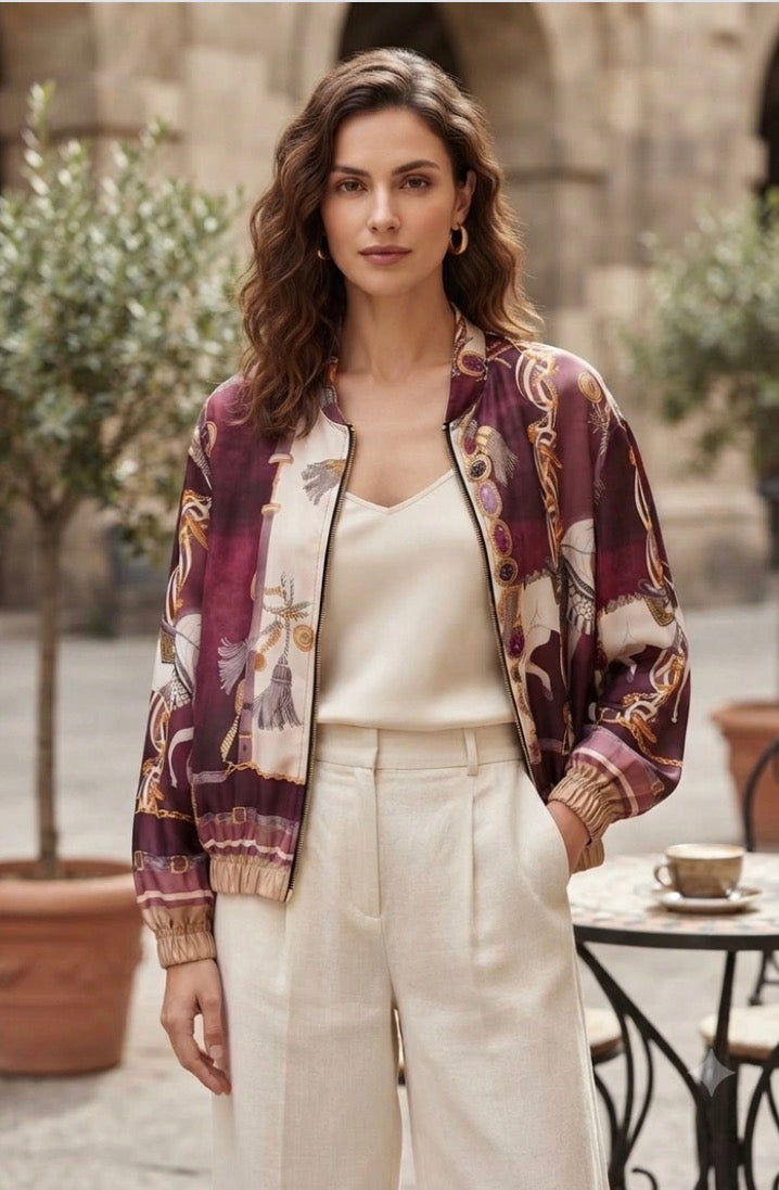 Hilda Burgundy Bomber Jacket