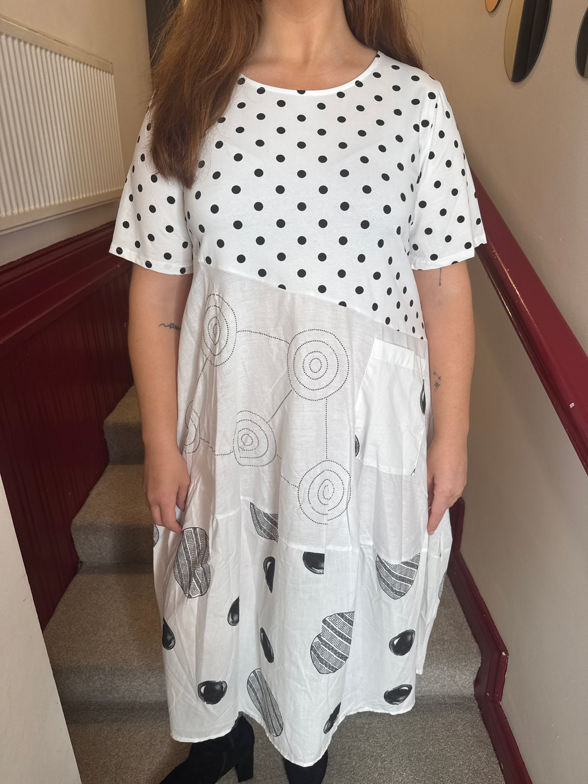Mara Monochrome Polka Dot Dress