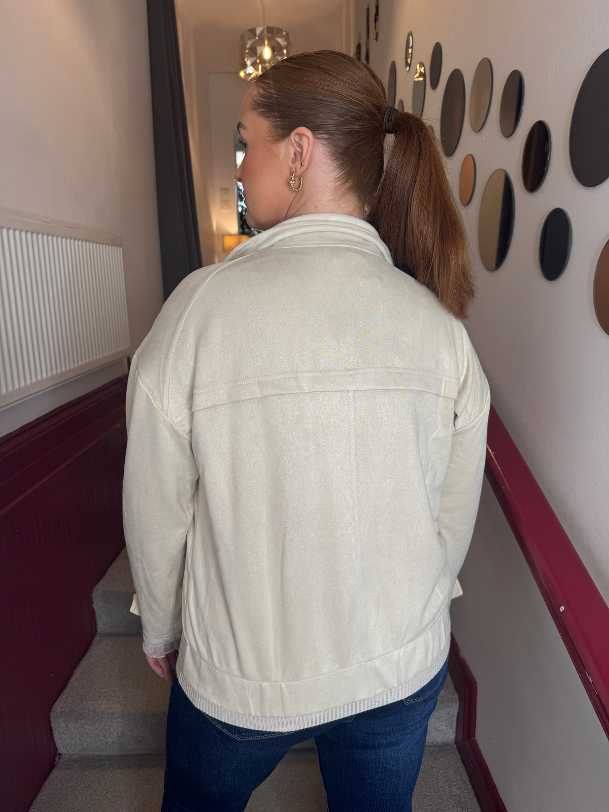 Hazel Cream Bomber Jacket