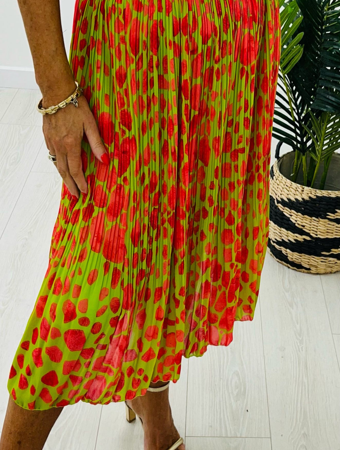 Patrice Lime Pleated Skirt