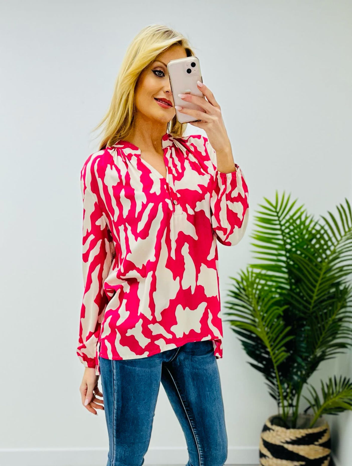 Alba Camo Print Pink Blouse