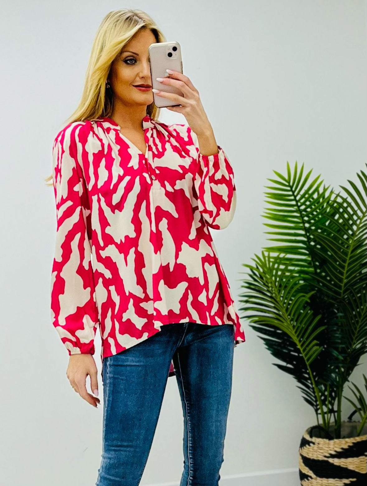Alba Camo Print Pink Blouse