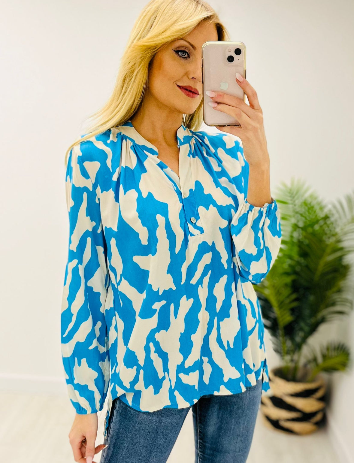 Alba Camo Print Blue Blouse