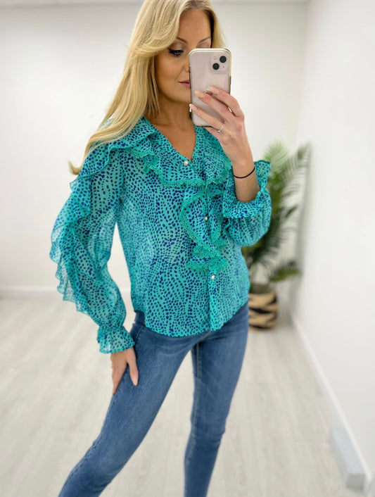 Lucy Polka Dot Frill Blouse