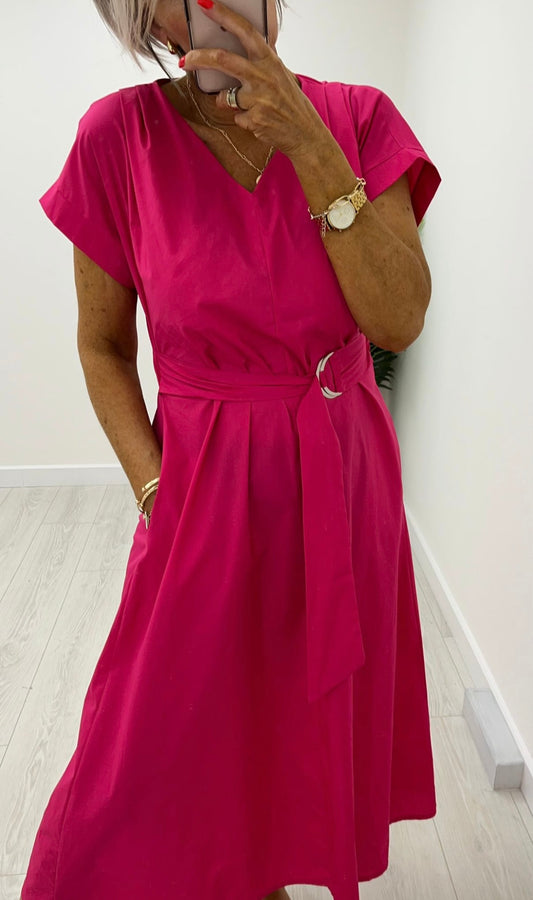 Everly Fuschia Cotton Dress