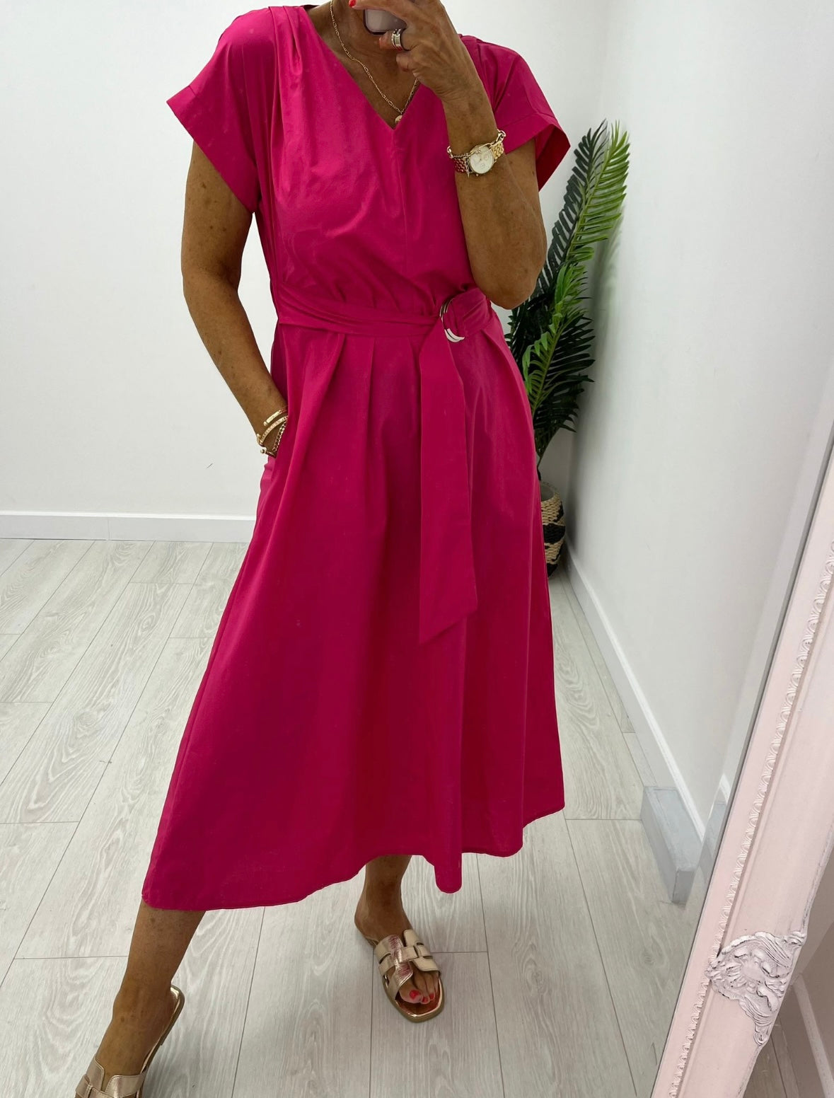 Everly Fuschia Cotton Dress