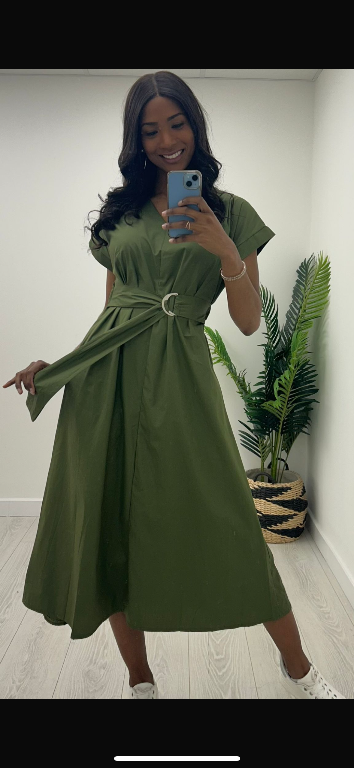 Everly Khaki Cotton Dress