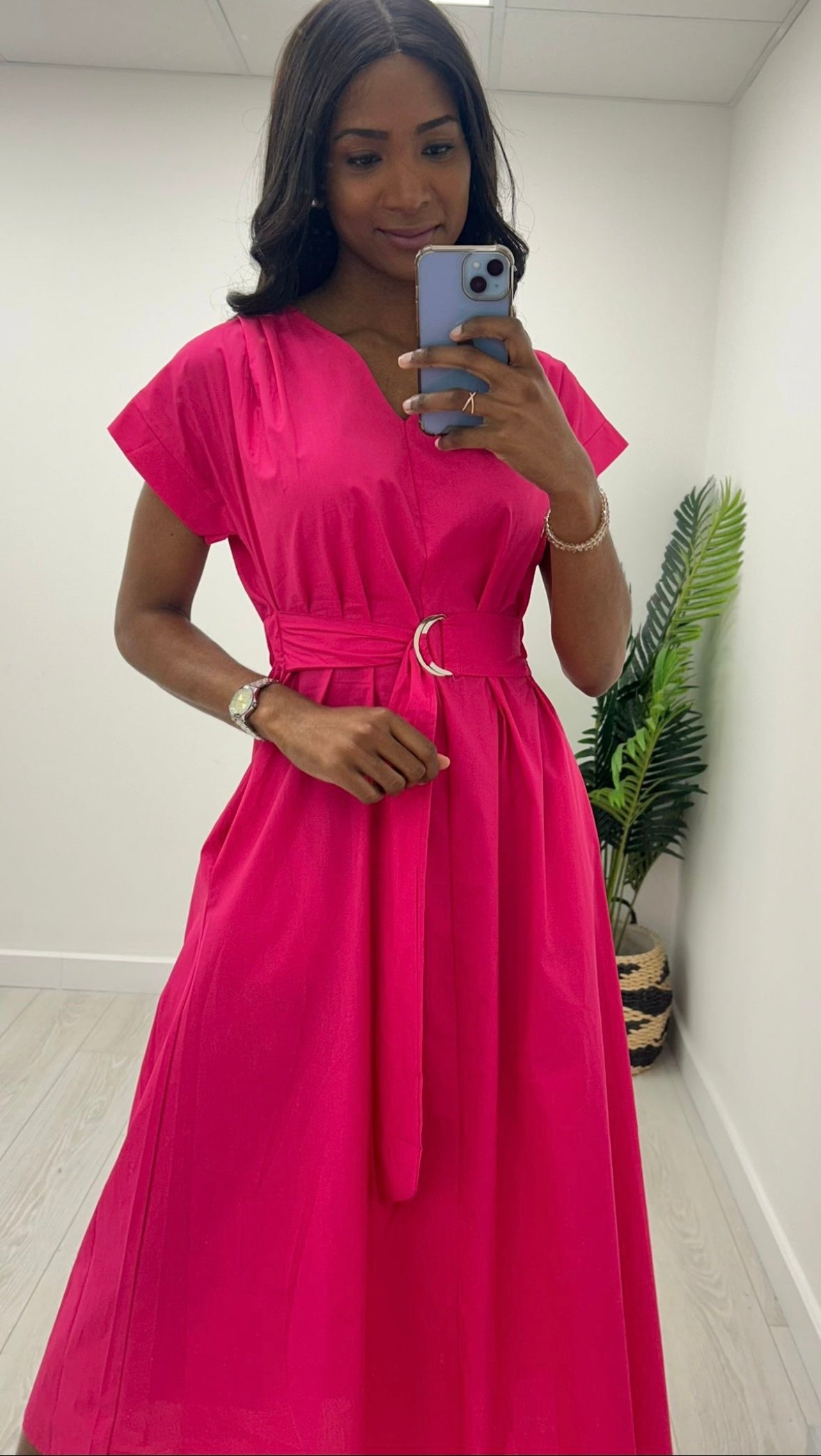 Everly Fuschia Cotton Dress