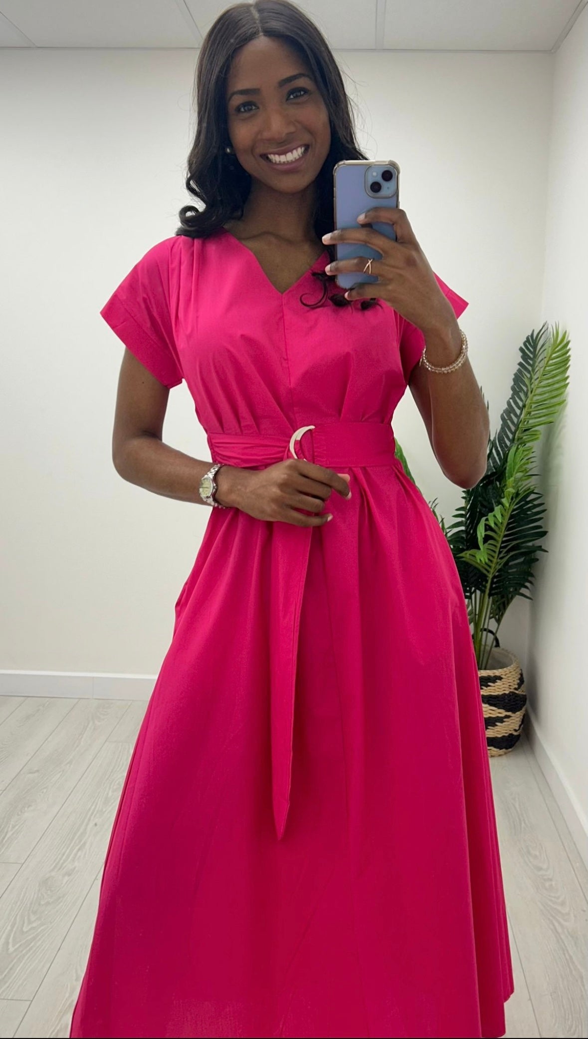Everly Fuschia Cotton Dress