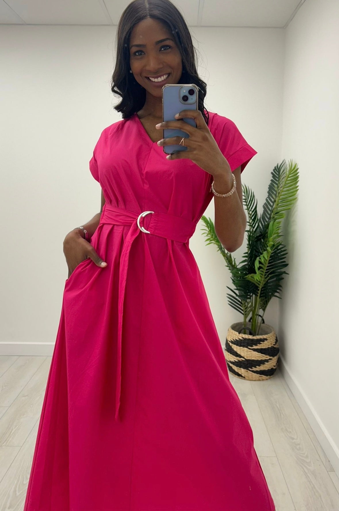 Everly Fuschia Cotton Dress