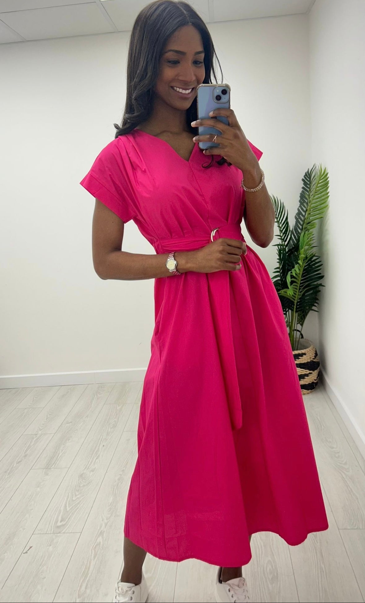 Everly Fuschia Cotton Dress