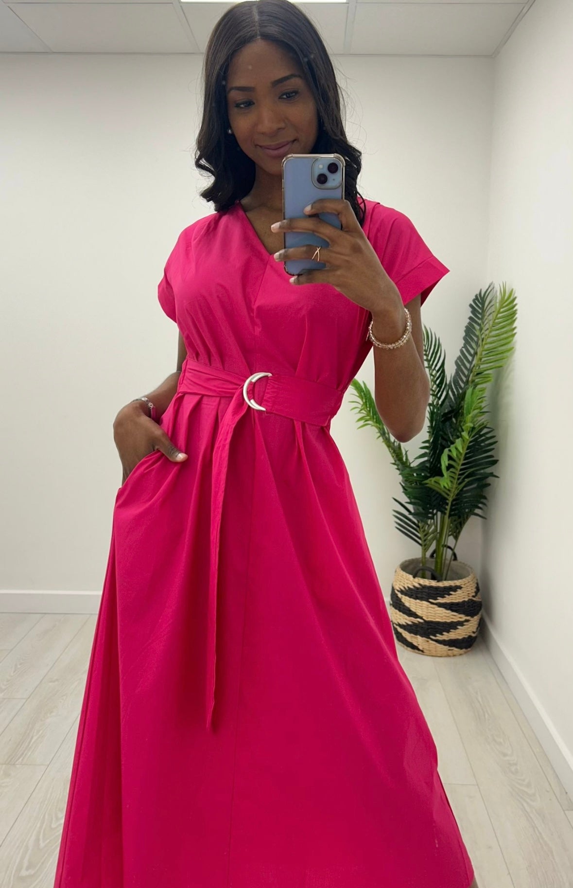 Everly Fuschia Cotton Dress