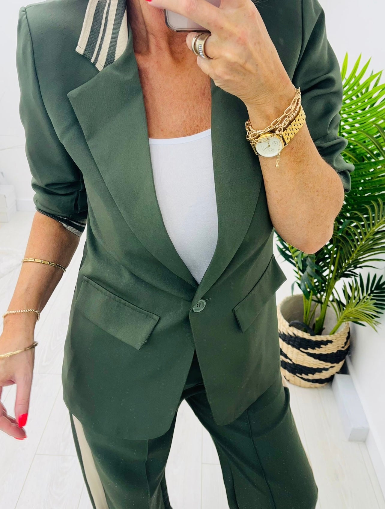 Louisa Khaki 2 Piece Trouser Suit