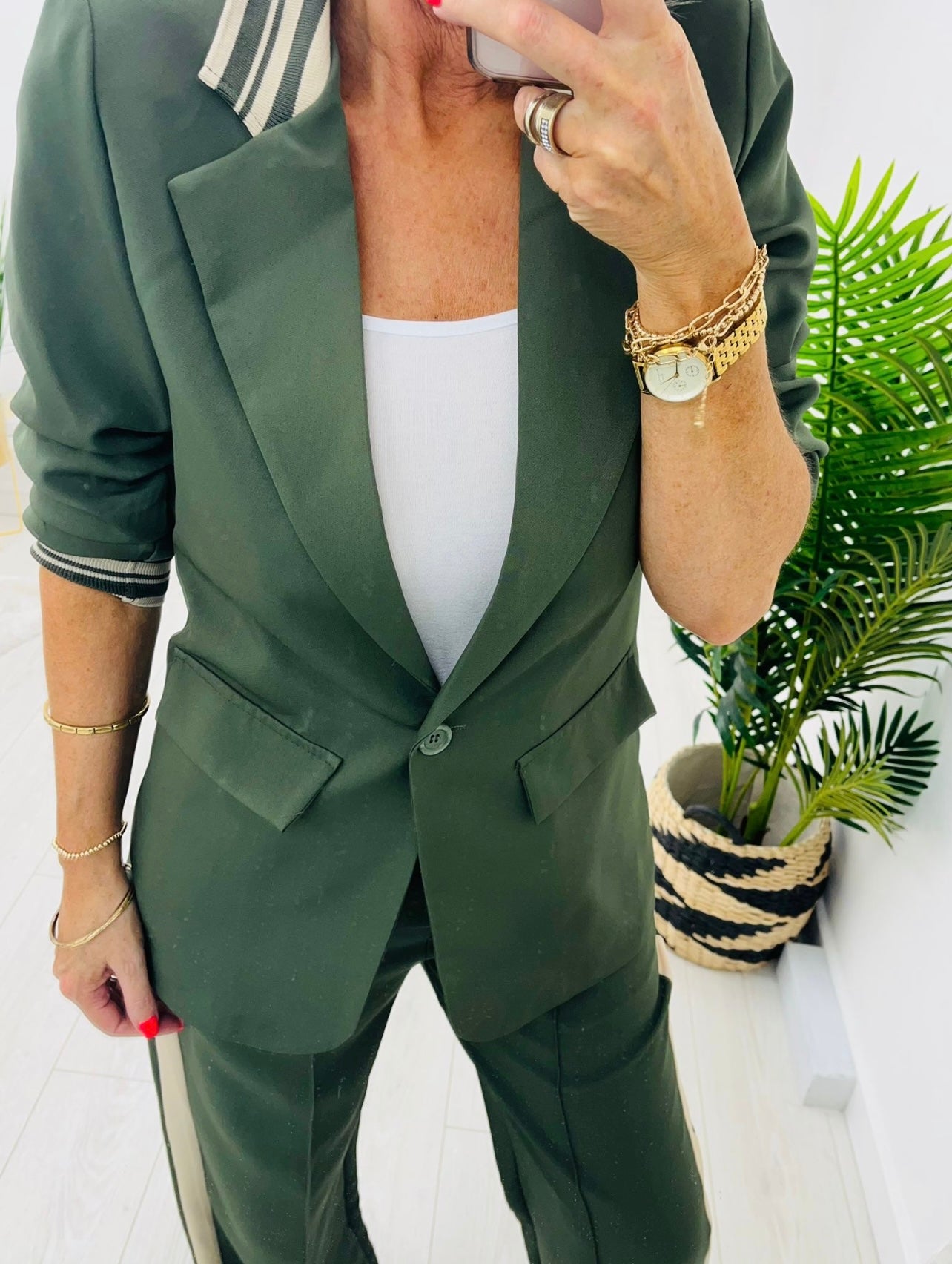 Louisa Khaki 2 Piece Trouser Suit