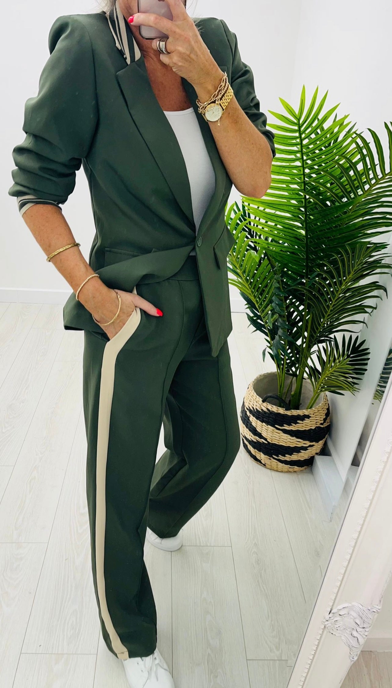 Louisa Khaki 2 Piece Trouser Suit